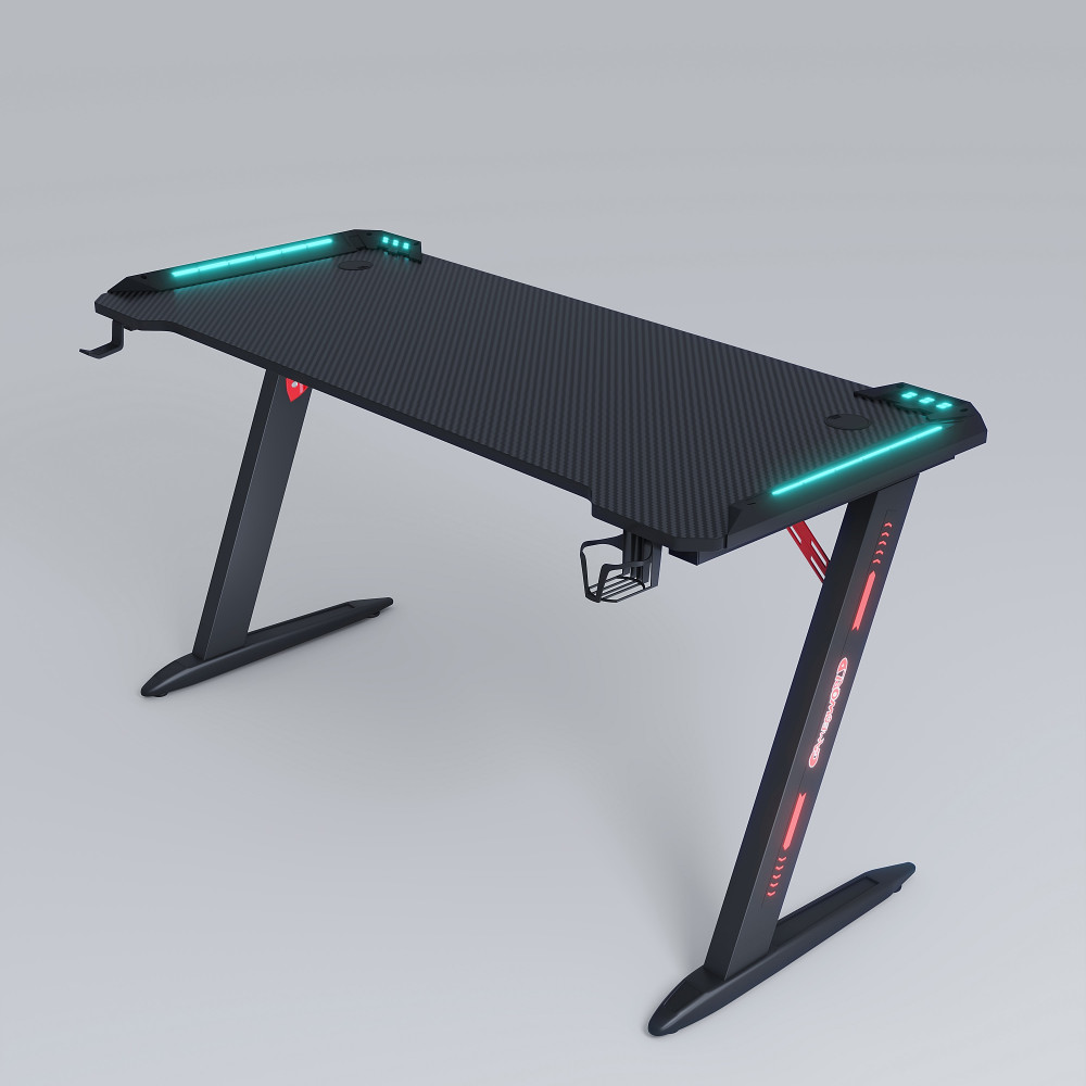 Γραφείο Gaming D2112 – RGB Φωτισμός & Carbon Fiber Επιφάνεια Μαύρο 120×60×74 cm