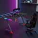 Γραφείο Gaming με φωτισμό RGB, υφή ανθρακονήματος και μεταλλικό σκελετό Μαύρο 140x60x74cm D2209-BLACK