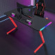 Γραφείο Gaming με φωτισμό RGB, υφή ανθρακονήματος και μεταλλικό σκελετό Μαύρο - Κόκκινο 140x60x74cm D2209-RED