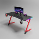 Γραφείο Gaming με φωτισμό RGB, υφή ανθρακονήματος και μεταλλικό σκελετό Μαύρο - Κόκκινο 140x60x74cm D2209-RED
