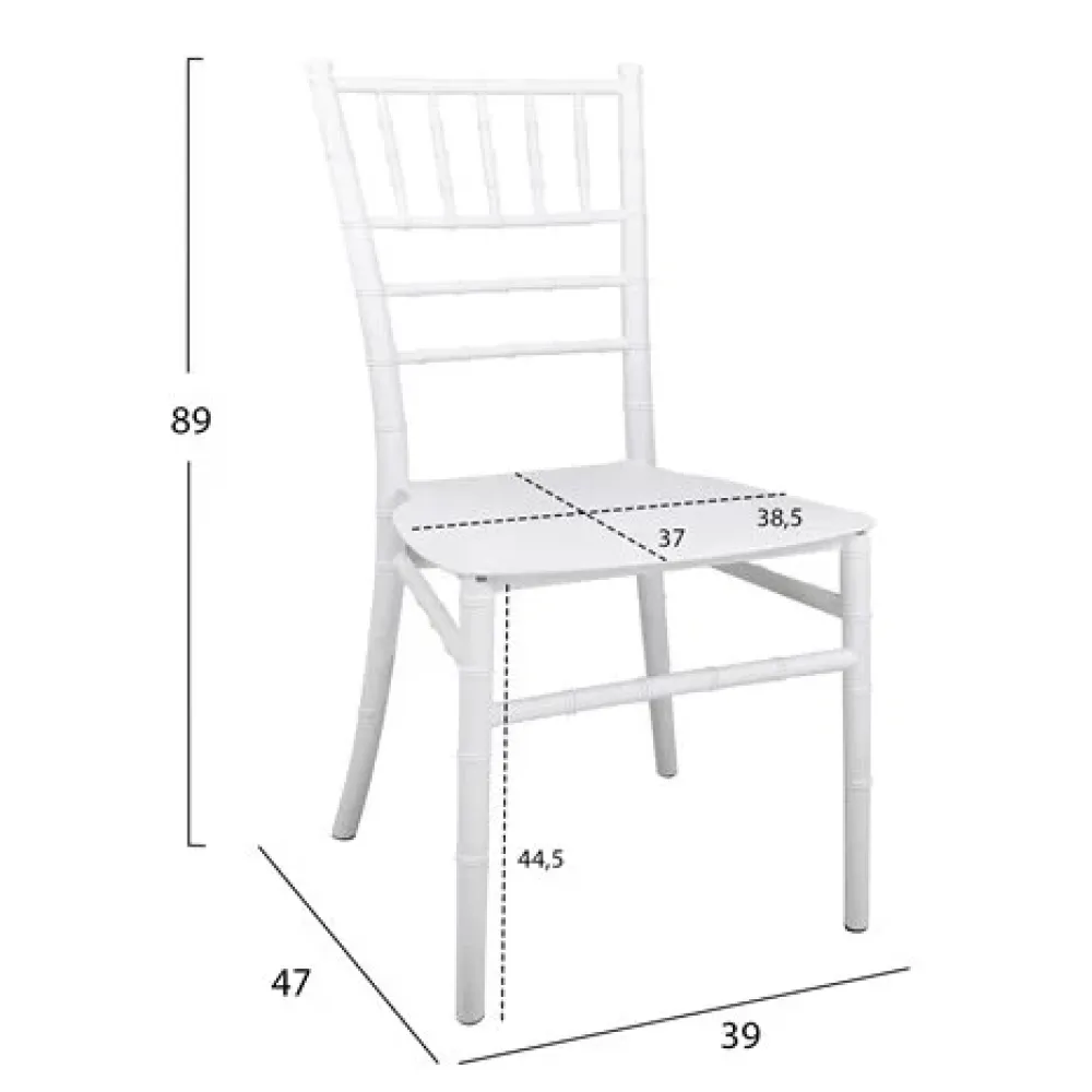 Καρέκλα Πολυπροπυλένιου Catering Tiffany Λευκό 39x47x89cm