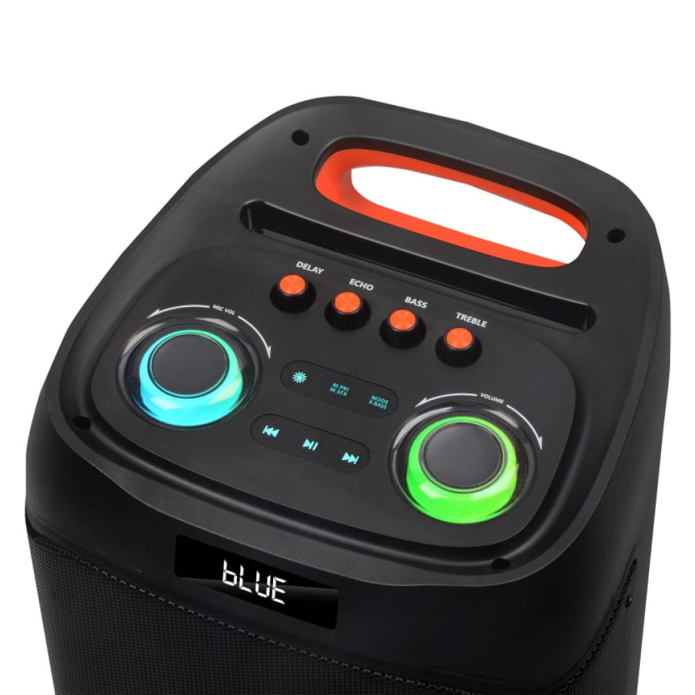 Επαναφορτιζόμενο Ηχείο Karaoke JBR-C107 60W με 2×10″, Bluetooth, RGB LED, TWS, Τηλεσκοπική Λαβή & 2 Ασύρματα Μικρόφωνα