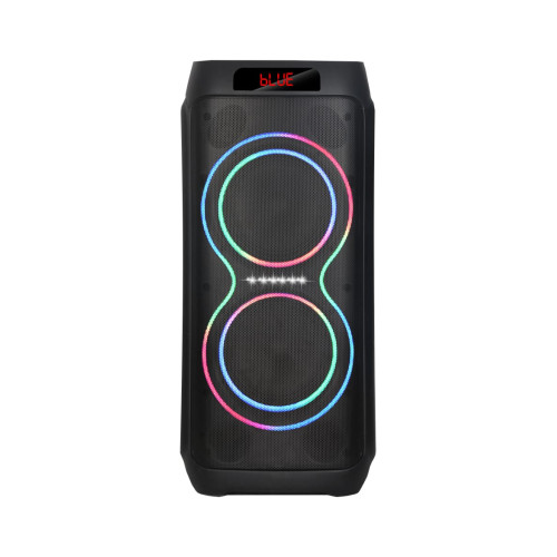Επαναφορτιζόμενο Ηχείο Karaoke B208-03 60W με 2×8″, Bluetooth, RGB LED, TWS & 2 Ασύρματα Μικρόφωνα