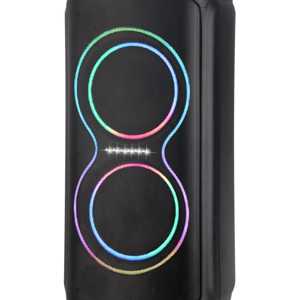 Επαναφορτιζόμενο Ηχείο Karaoke B208-03 60W με 2×8″, Bluetooth, RGB LED, TWS & 2 Ασύρματα Μικρόφωνα