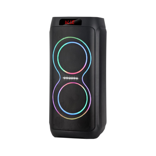 Επαναφορτιζόμενο Ηχείο Karaoke B208-03 60W με 2×8″, Bluetooth, RGB LED, TWS & 2 Ασύρματα Μικρόφωνα