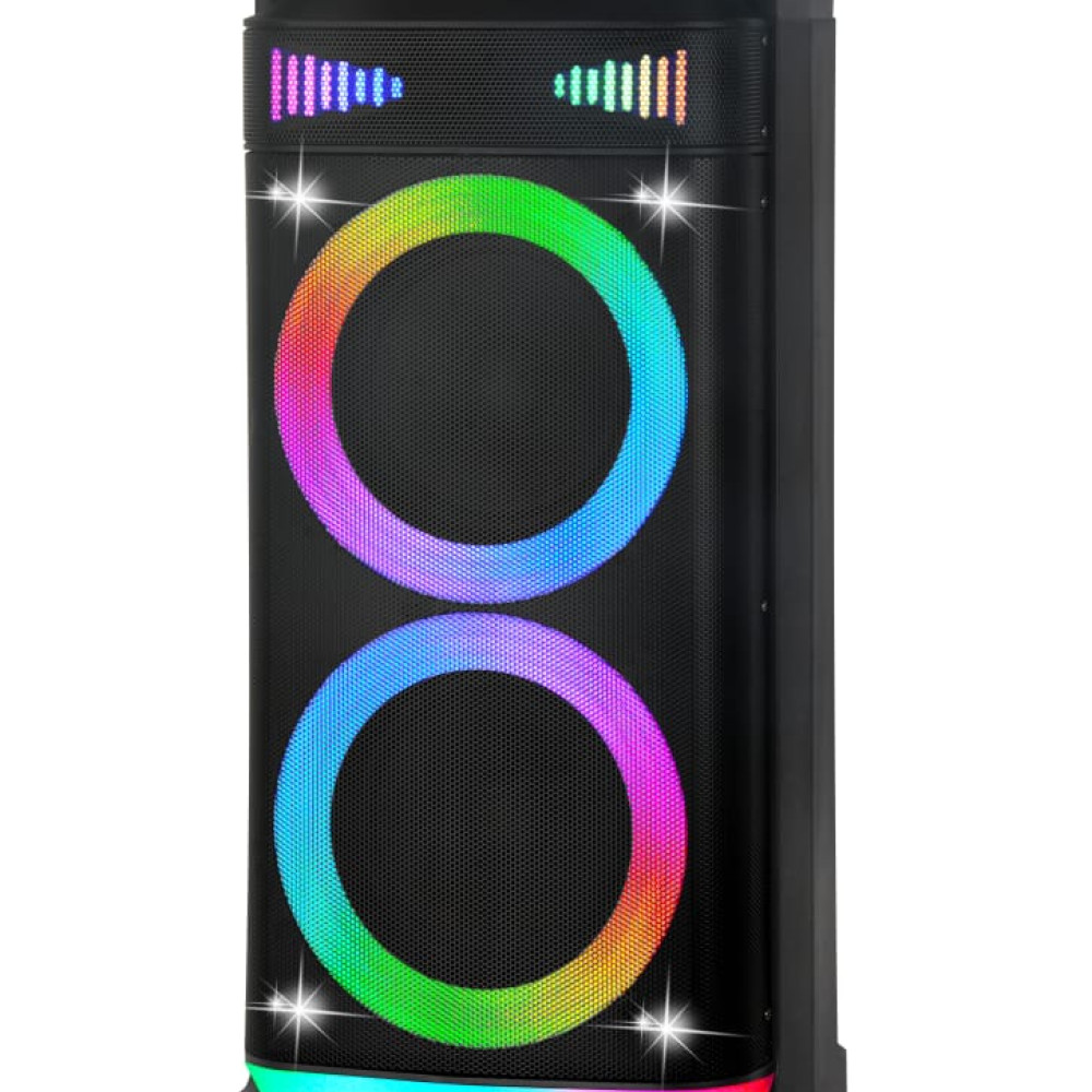Επαναφορτιζόμενο Ηχείο Karaoke B210-08 60W DSP με 2×10″, Bluetooth, RGB LED, TWS & 2 Ασύρματα Μικρόφωνα