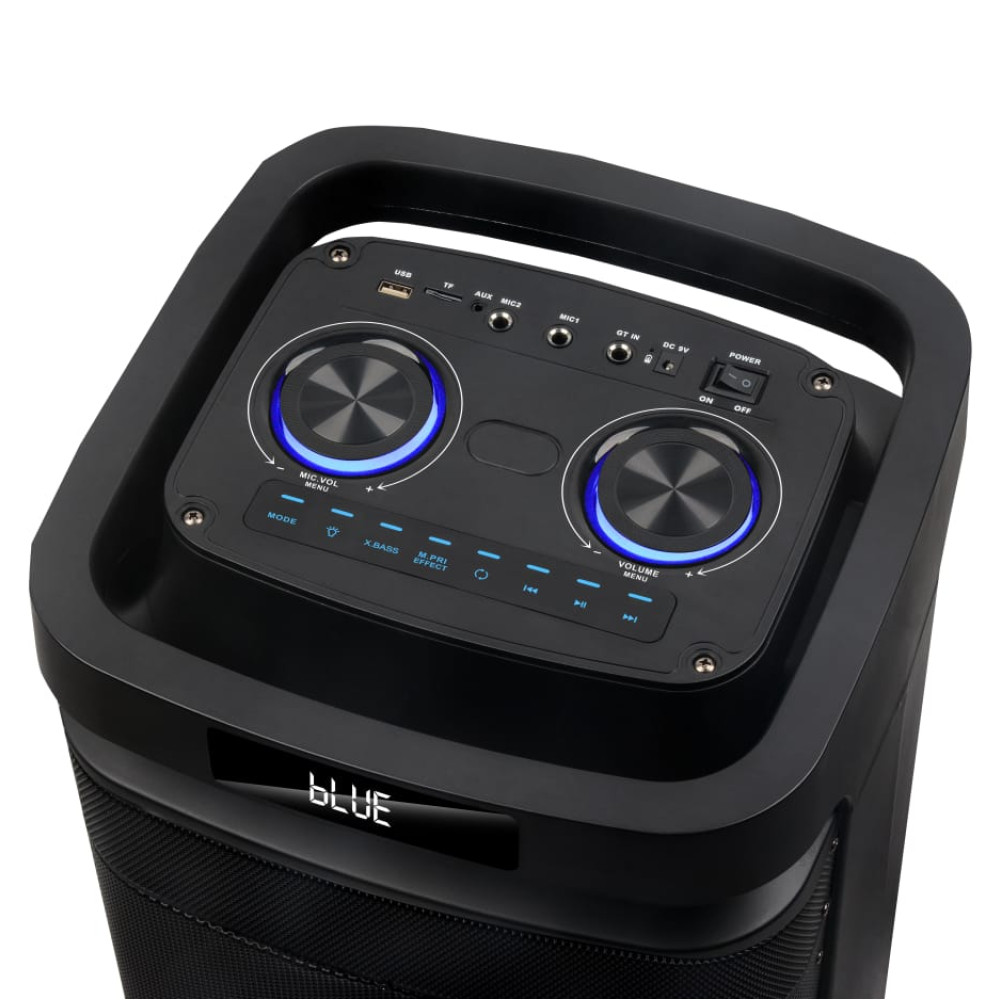 Επαναφορτιζόμενο Ηχείο Karaoke B210-08 60W DSP με 2×10″, Bluetooth, RGB LED, TWS & 2 Ασύρματα Μικρόφωνα