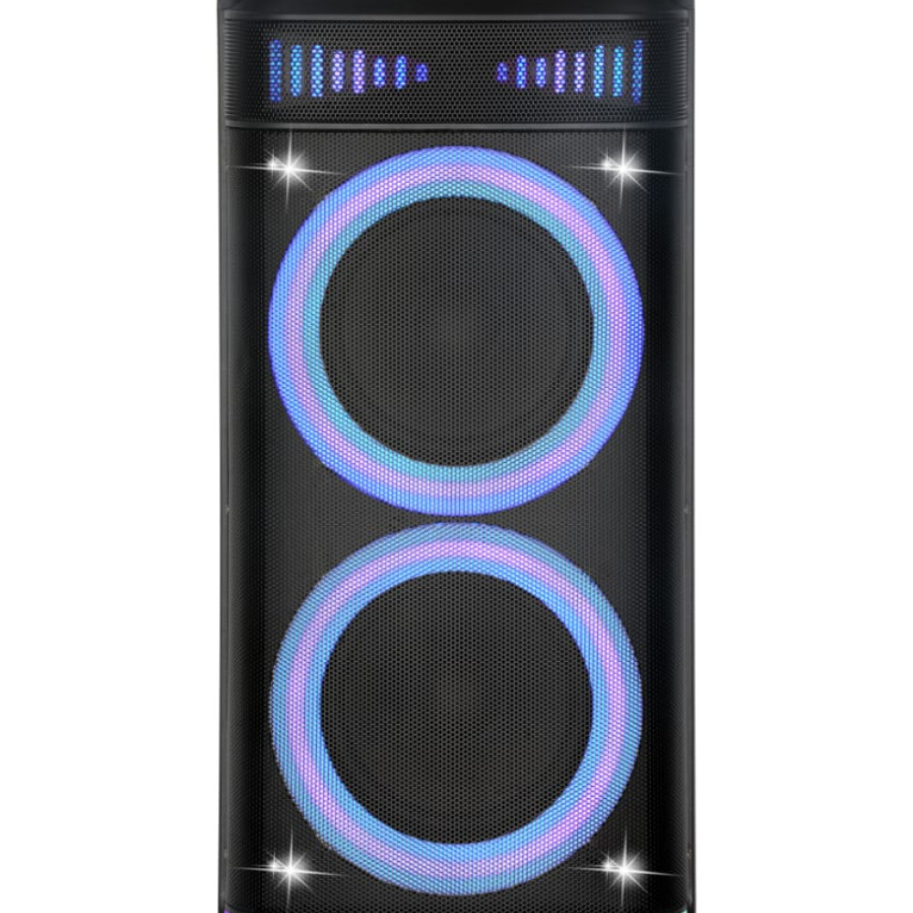 Επαναφορτιζόμενο Ηχείο Karaoke B210-08 60W DSP με 2×10″, Bluetooth, RGB LED, TWS & 2 Ασύρματα Μικρόφωνα