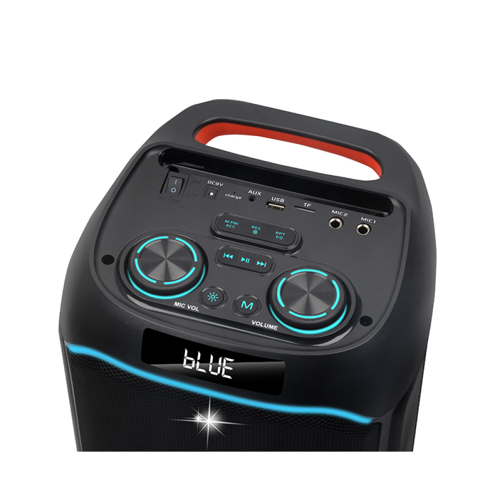 Επαναφορτιζόμενο Φορητό Ηχείο Karaoke  40W με 2×6,5″, Bluetooth, RGB LED, TWS & 2 Ασύρματα Μικρόφωνα