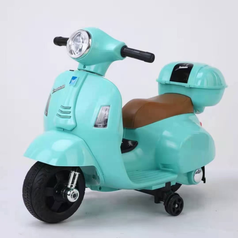 Ηλεκτροκίνητη Μηχανή Vespa  με , Φώτα LED, Μουσική και Μπαγκαζιέρα Licensed original 6V Πράσινη XGZ601-GREEN