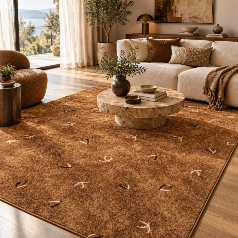 Μοκέτα Σαλονιού Haraz Brown 200x250 Μοκέτα Σαλονιού Haraz Brown καφέ με κρεμ μοτίβα 200x250 εκ.