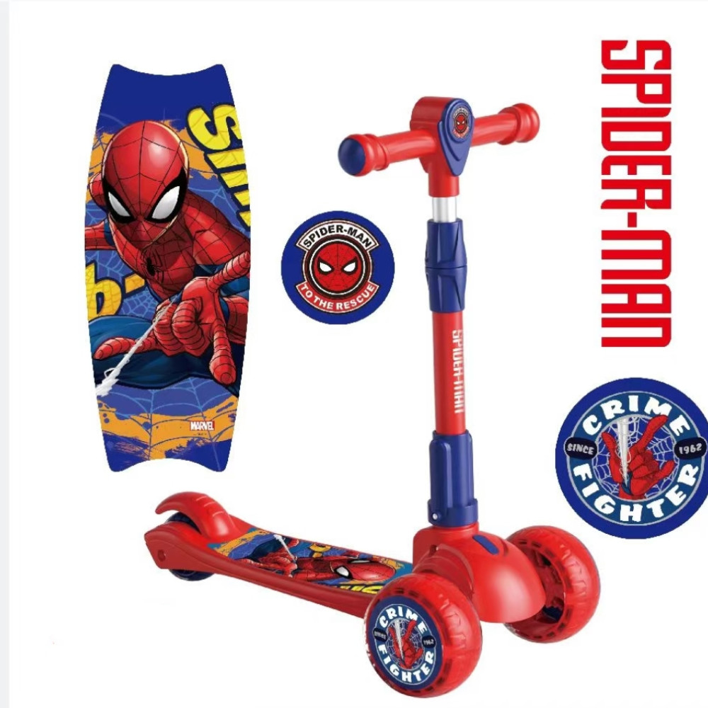Παιδικό Πατίνι 3 Τροχών Spider-Man 3-6 Ετών με φώτα, μουσική και Ρυθμιζόμενο Τιμόνι Κόκκινο-Μπλε 103A-RED