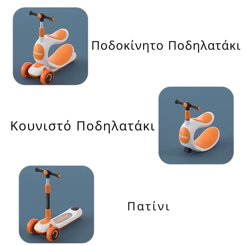 3 σε 1 Παιδικό Πατίνι – Κουνιστό Ποδηλατάκι & Ποδοκίνητο Ride-On με Φρένο Ποδιού & Ανθεκτική Κατασκευή | Για Παιδιά 2–10 Ετών Μπλε HLBB-808-BLUE