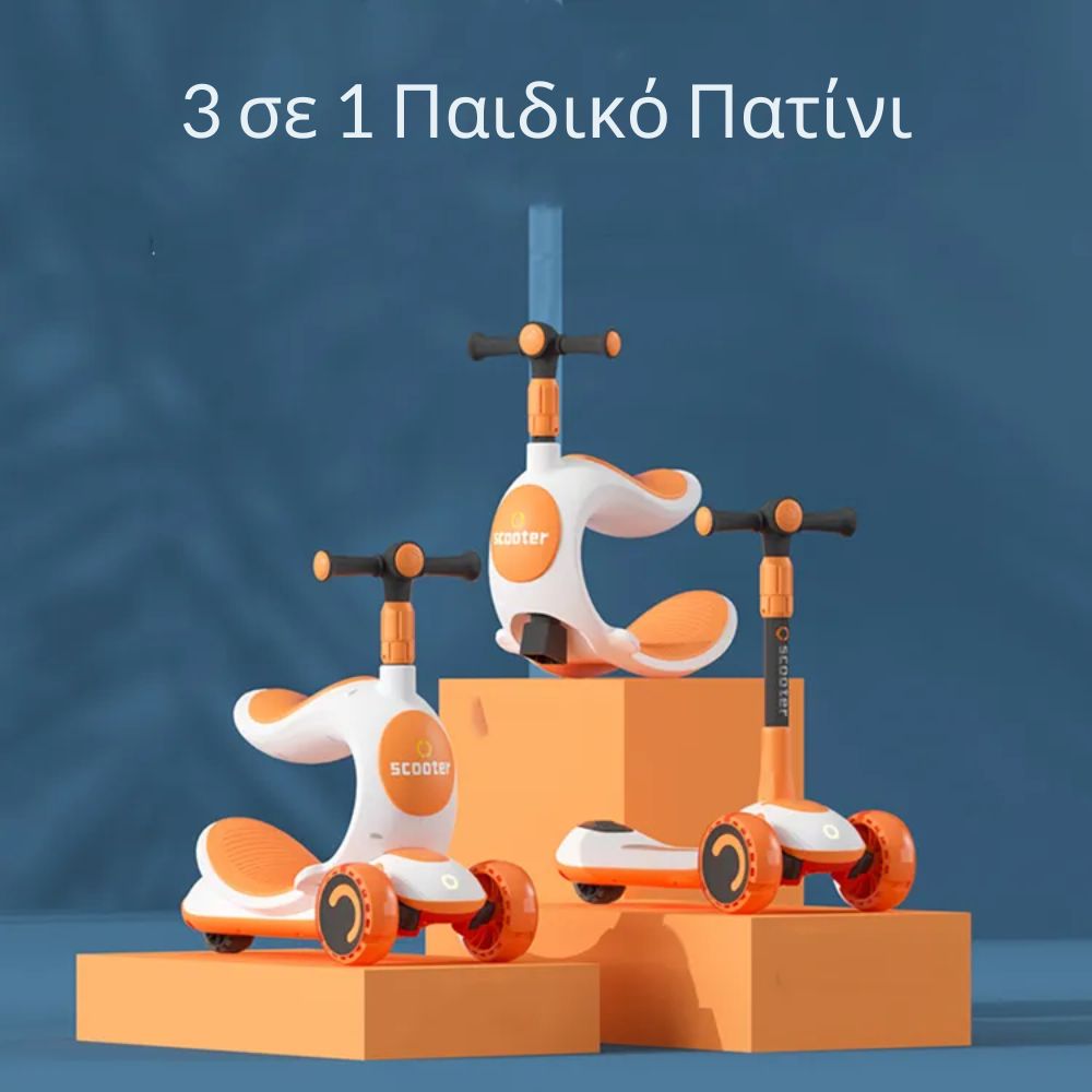 3 σε 1 Παιδικό Πατίνι – Κουνιστό Ποδηλατάκι & Ποδοκίνητο Ride-On με Φρένο Ποδιού & Ανθεκτική Κατασκευή | Για Παιδιά 2–10 Ετών Μπλε HLBB-808-BLUE