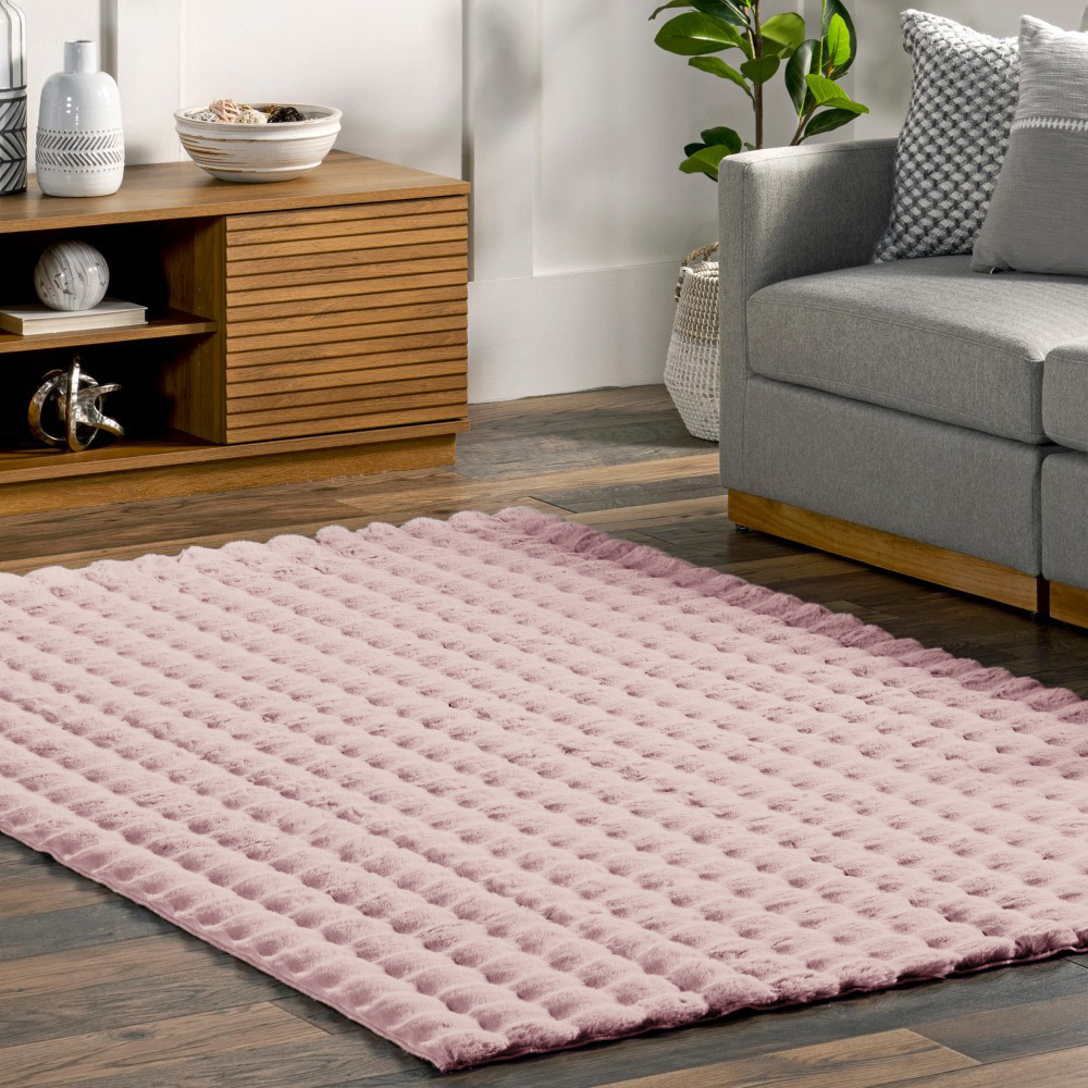 Διάδρομος γούνινος Rabbit Bubble μονόχρωμος ροζ πούδρα