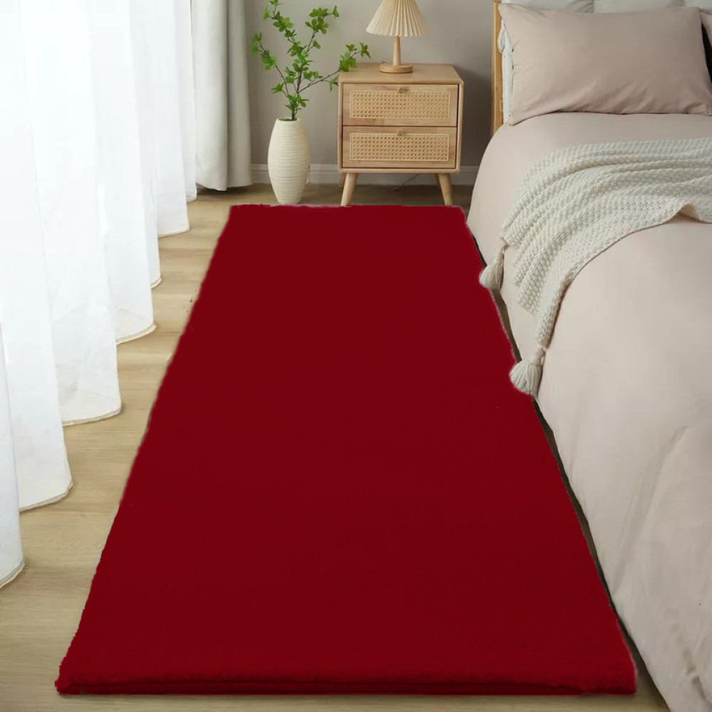 Γούνινο χαλί κόκκινο– εξαιρετικά απαλό, οικολογικό, με αντιολισθητική βάση Rabbit– Οικολογικό χαλί με γούνινη υφή που προσφέρει ζεστασιά