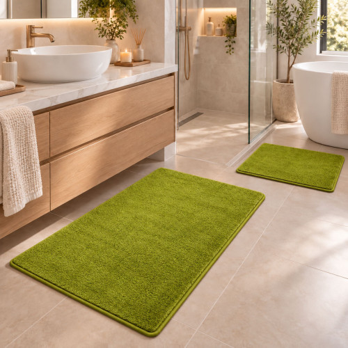 Σετ 2τμχ πατάκια Shaggy Soft Touch Μονόχρωμα Πράσινο (50x80cm & 50x40cm) J03-GRASSGREEN-PAT