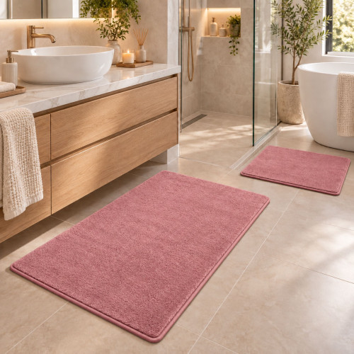 Σετ 2τμχ πατάκια Shaggy Soft Touch Μονόχρωμα Ροζ (50x80cm & 50x40cm) J03-PINK-PAT