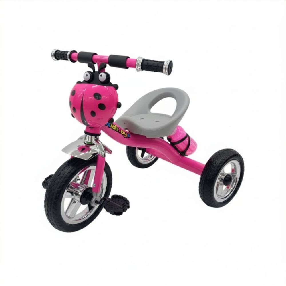 Ποδηλατάκι Μεταλλικό Τρίκυκλο Πασχαλίτσα Κόκκινο με Μουσική και Παγούρι LY-228-PINK