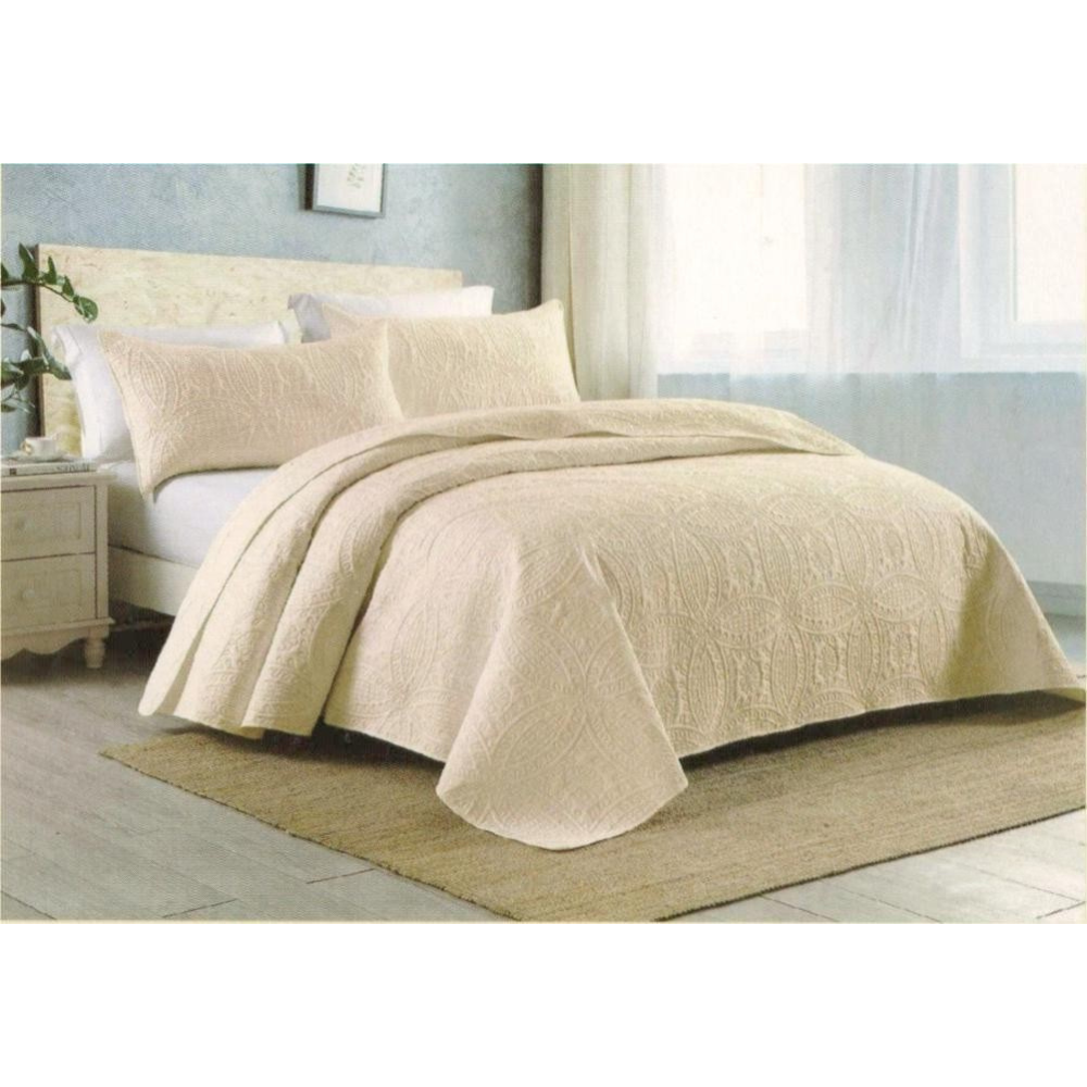 Σετ Κουβερλί (3τμχ) 100% Βαμβακερά Μπεζ 220x240cm BCS-025