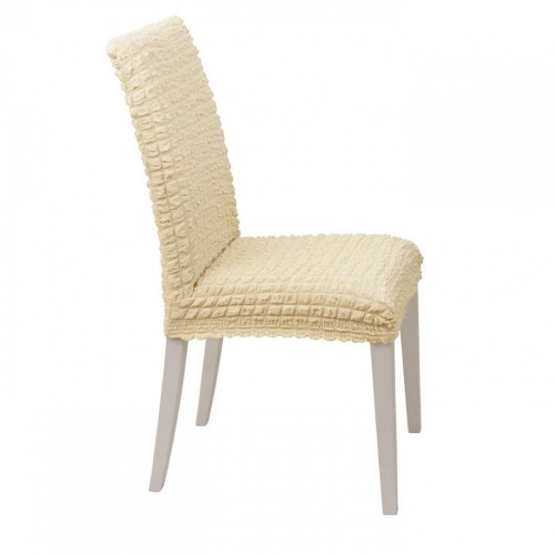 HomeOne (Σετ 6τμχ) Ελαστικό Καλύμμα Καρέκλας χωρίς βολάν με πλάτη Εκρού C0-01-6P