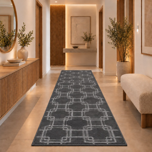 Διάδρομος Velora Βελούδινο Ανάγλυφο Ανθρακί 80cm VEL02-ANTHRAKI-diad