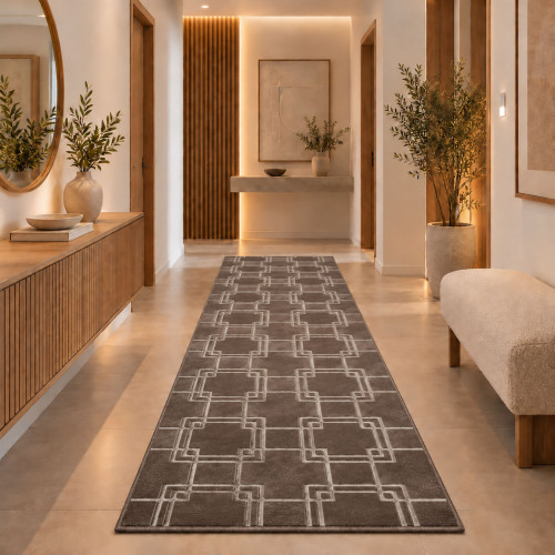 Διάδρομος Velora Βελούδινο Ανάγλυφο Καφέ 80cm VEL02-BROWN-diad