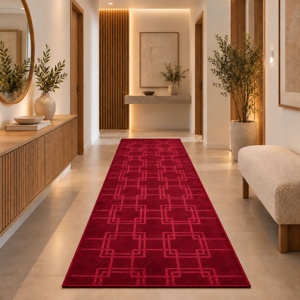 Διάδρομος Velora Βελούδινο Ανάγλυφο Μπορντό 80cm VEL02-BORDEAUX-diad